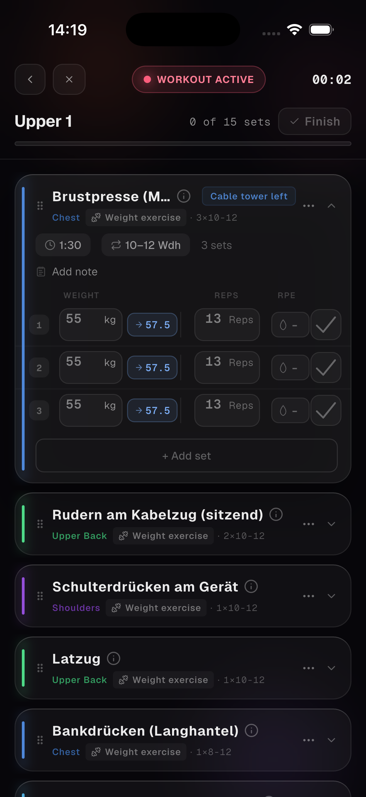 Progression suggestions and volume goals